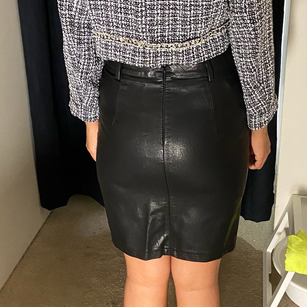 top and leather dress